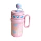 thumbnail image 1 of Vaso térmico de acero inoxidable con pajita para mujer, diseño de dibujos animados, práctico regalo para agua. Graffiti rosa, 1 of 9