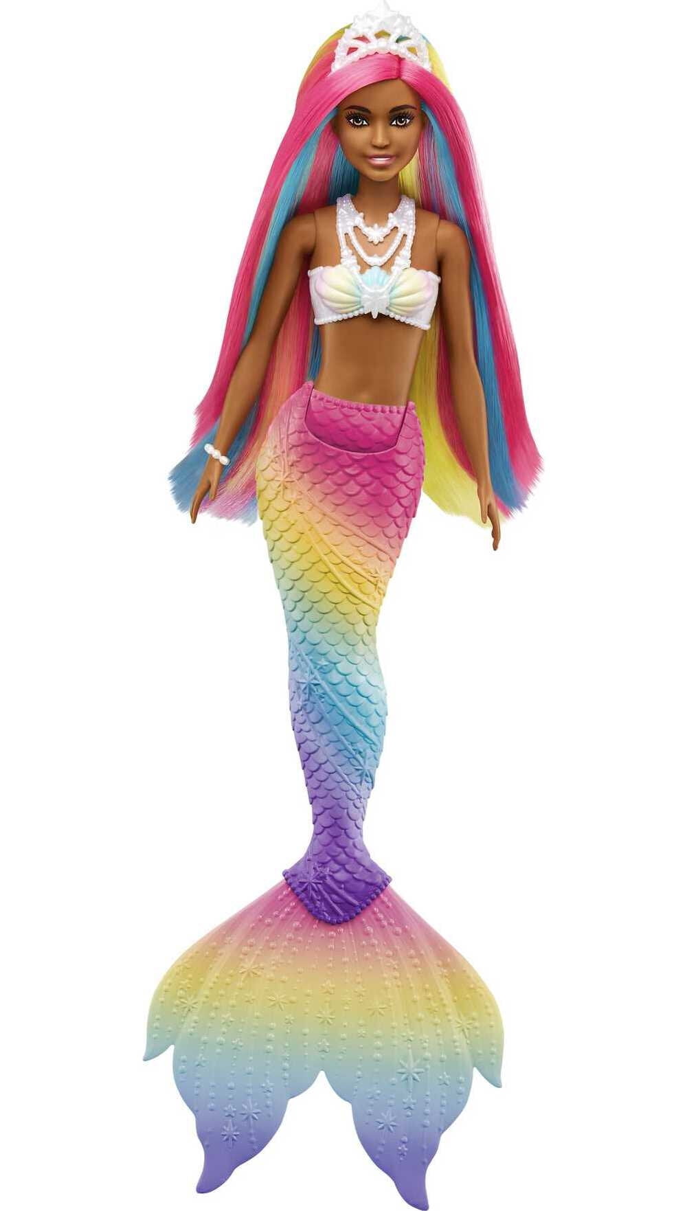 Barbie Dreamtopia Mermaid Doll with Rainbow Hair, Light Brown Eyes & Color-Change Feature