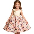 thumbnail image 5 of JAJAHO Flower Girl Dress Sleeveless Asymmetrical Shoulder Design Floral Print A-Line Ball Gown Mini Dress Prom Party Wedding Wear For Kids 5-10Y Trendy Dresses, 5 of 9