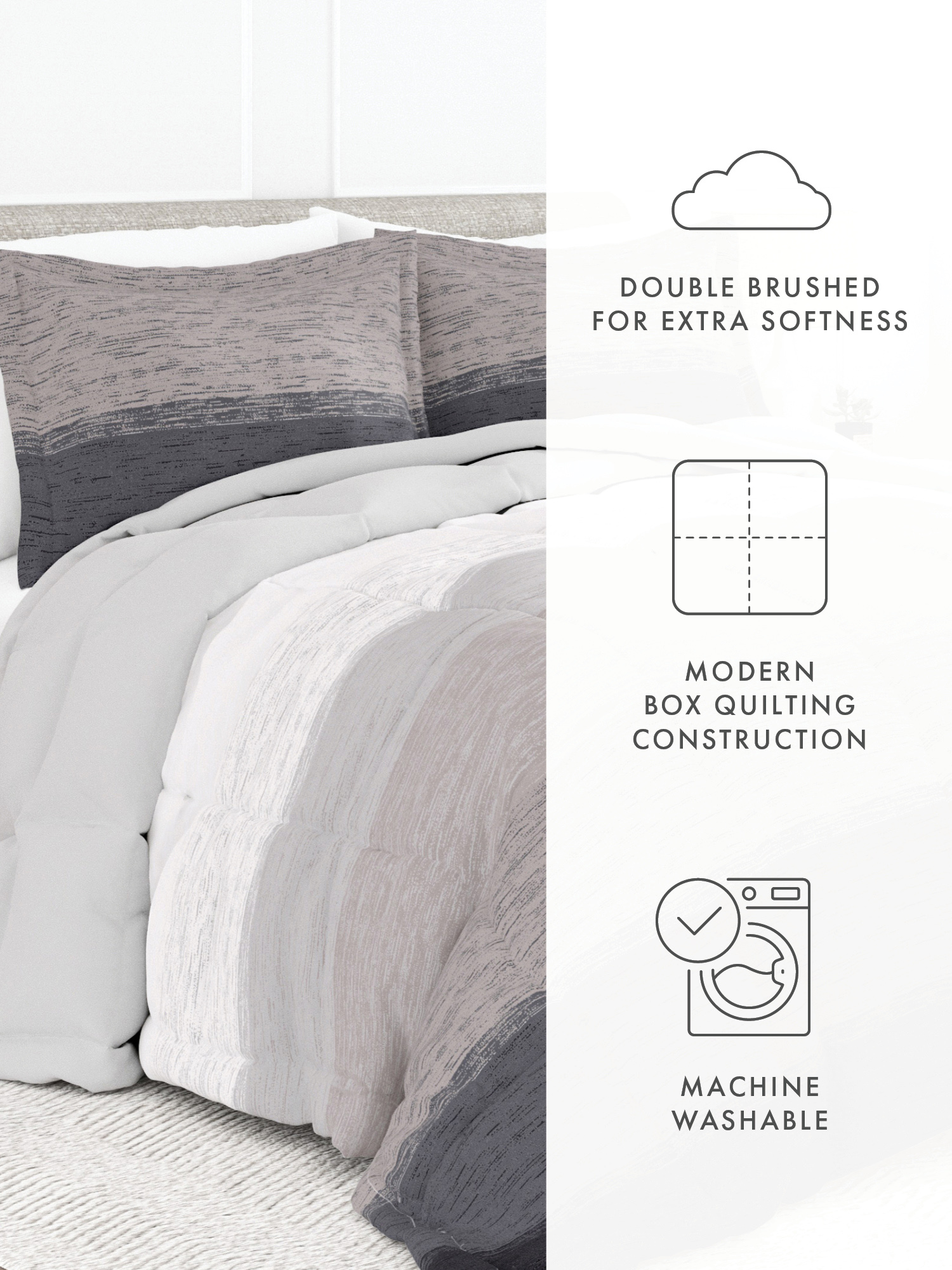 All Season Ultra Soft Comforter Set Lightweight Bedding in Gray/Black Ombre for Twin/Twin XL Size by Comfort Canopy