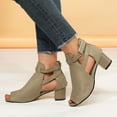 thumbnail image 6 of SIMANLAN Women Buckle Peep Toe Low Block Heel Ankle Booties Summer Sandals Gray Size 11, 6 of 7