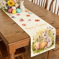 thumbnail image 5 of AZXY Easter Table Runner 13"x71" Table Runner with Watercolor Bunny Easter Eggs "Happy Easter" Floral Design, Spring Easter Table Decorations for Home Kitchen Dining Coffee Table Easter Party Decor, 5 of 7