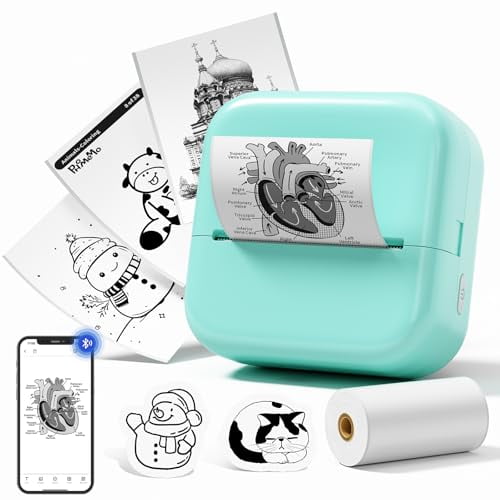 Impresora de pegatinas WCZ M02X, miniimpresora térmica portátil con Bluetooth y sin tinta. Incluye 1 rollo de papel para notas de estudio, recuerdos, fotos y regalos.