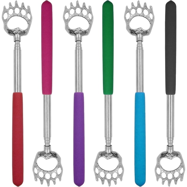 Hongan 6 Rascadores Traseros Telescópicos con Diseño de Garra de Oso y Mango Extensible para Adultos, Hombres y Mujeres, Multicolor