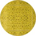 thumbnail image 1 of Ahgly Company Machine Washable Indoor Round Persian Yellow Traditional Area Rugs, 4' Round, 1 of 4