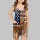 thumbnail image 2 of Odeerbi 5-13 Años Niñas Pantalones Cortos de Verano Mono Día de La Independencia Camisola Romper Transpirable Cómodo Colgante Combinado Bib Pantalones Cortos Generales, 2 of 4