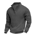 thumbnail image 5 of Dwelliawo Mens Quarter Zip Pullover Casual Slim Fit Pullover Sweater Mock Neck Long Sleeve Sweatshirt Lightweight Waffle Knit Active Shirts Dark Gray M, 5 of 5