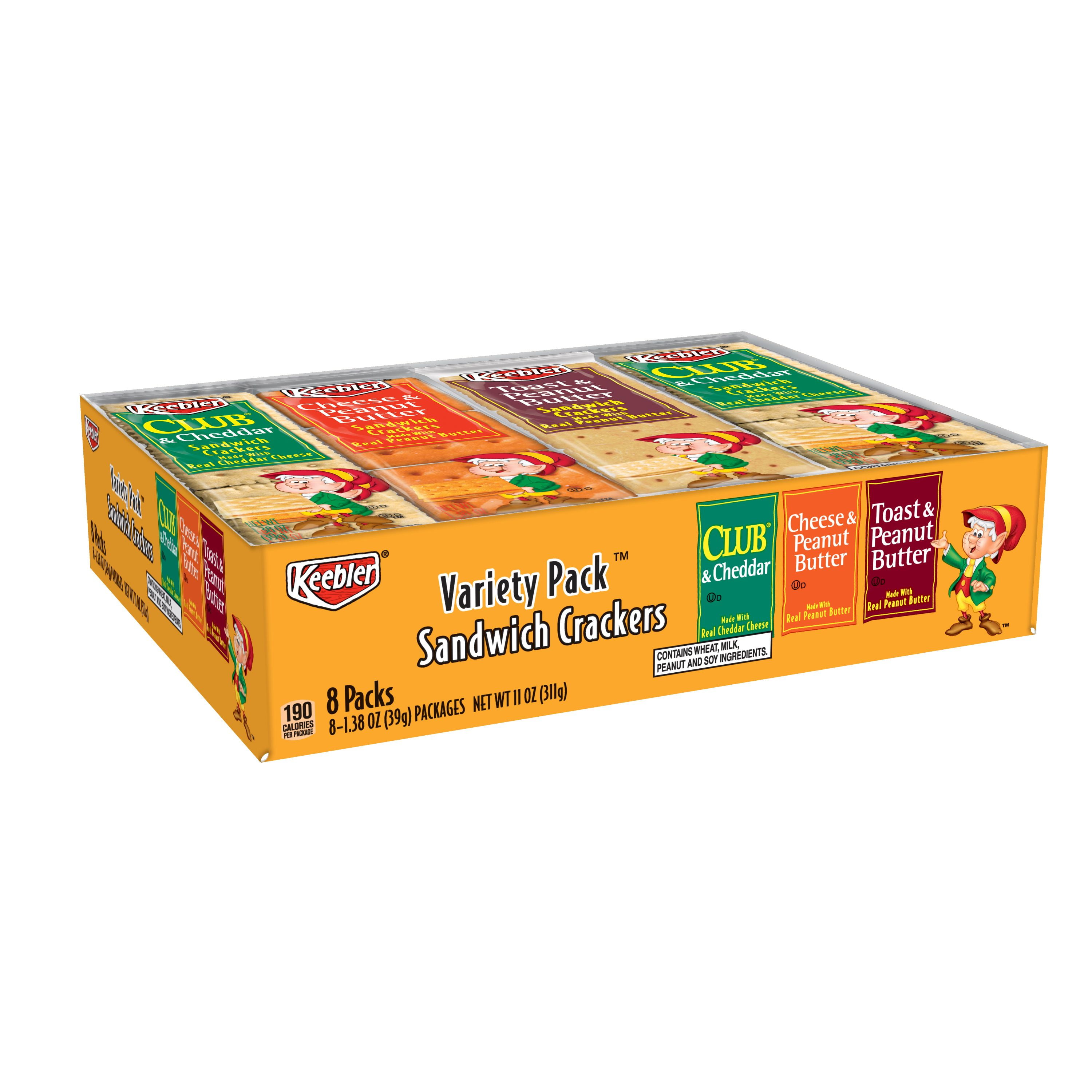 Keebler KBLR Cracker Packs OTG, Crackers, Variety, 11 Oz, 12 Ct