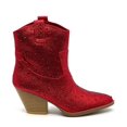 thumbnail image 3 of Forever Women Cowgirl Cowboy Western Ankle Boots Pointy Toe Rhinestone Bling Short Booties RIVER-01 Red 11, 3 of 3