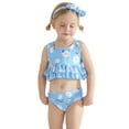 thumbnail image 3 of Toddler Baby Girl 3Pcs Bikini Swimsuit Set Sleeveless Tank Tops with Shorts and Headband Bikini Swimwear Summer Beach Bathing Suit 18M-5T, 3 of 8