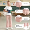 thumbnail image 3 of Girls Uniform Pants Elastic Waist Bell Bottom Pink Uniform Pants for Girls Back to School Clothes Size 5-16 Years, 3 of 7