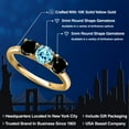 thumbnail image 2 of Gem Stone King 10K Yellow Gold Blue Apatite and Black Diamond Engagement Ring for Women | 1.60 Cttw | Round 5MM | Gemstone Birthstone | Size 8, 2 of 6