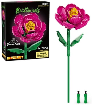 Brickcraft Bricktanicals Peony Building Kit (73-Plastic Piece Set), Artificial Flower Craft, DIY Building Kit, Spring Decor, Gift for Him & Her