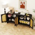 thumbnail image 7 of Rattan Sideboard with Doors, Buffet Storage Cabinet with Adjustable Shelves, Modern Console Table for Kitchen, Living Room, Entryway, 7 of 7