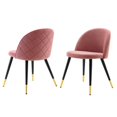 thumbnail image 1 of Side Dining Chair, Set of 2, Velvet, Pink, Modern Contemporary Urban Design, Kitchen Room Cafe Bistro Restaurant Hospitality, 1 of 9