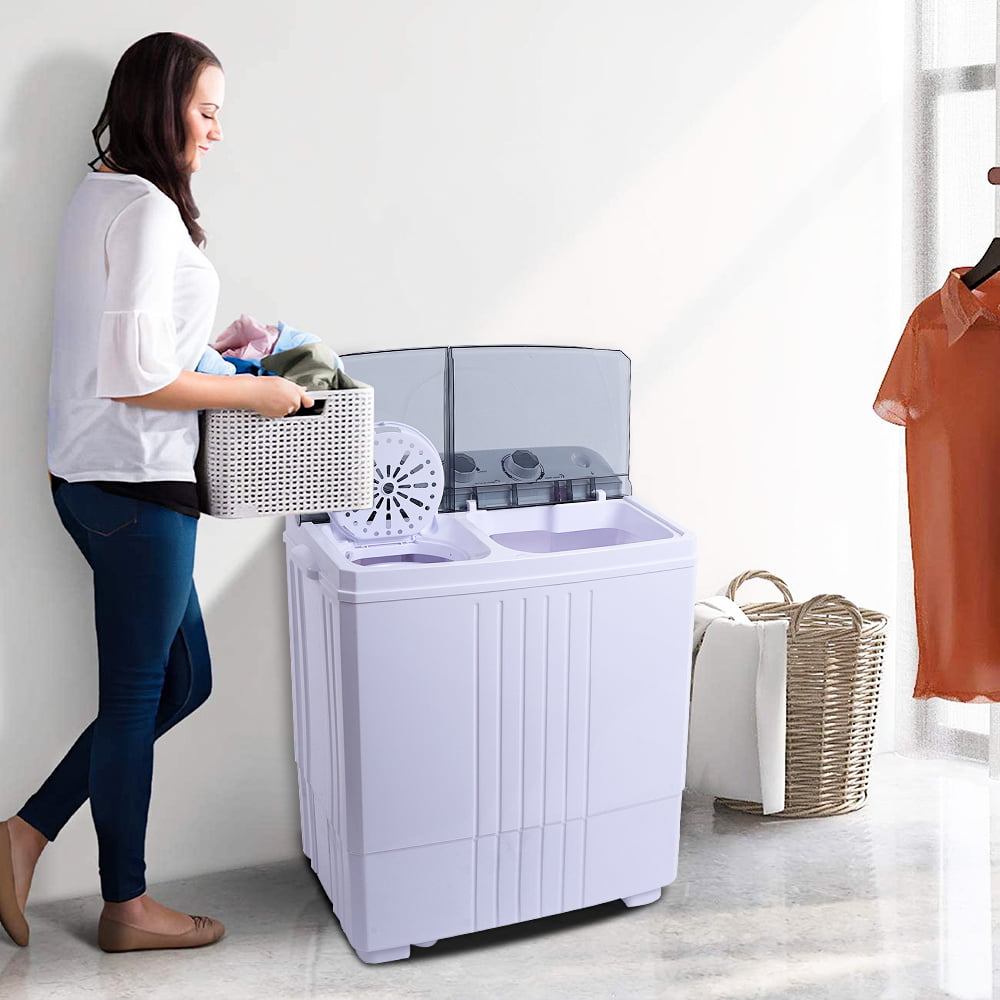 Portable Washing Machine, BTMWACompact Clothes Washing Machine,  Semi-Automatic Washing Machine with Drain Pump, Mini Twin Tub Washing  Machine for