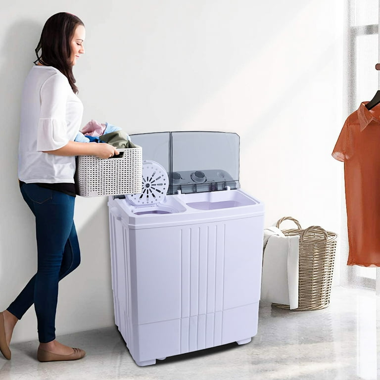 ZENY Portable Washing Machine Mini Twin Tub Washing Machine with Washer &  Spinner, Gravity Drain Pump, 9.9lbs Capacity