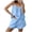 Light Blue, variant on Hrsba Women's Solid Color Cotton Linen Feel Cami Top and Elastic Waist Shorts Pajama Set 2 Piece Cozy Home Wear