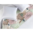 thumbnail image 2 of Birds and Nature Bed Runner, Watercolor Drawing of a Winged Animal with Japanese Floral Art, Decorative Accent Bedding Scarf for Hotels Homes & Guest Rooms, Queen, Pale Pink Dark Mustard, by Ambesonne, 2 of 3