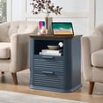 thumbnail image 2 of Kadyn Fluted Nightstand with Charging Station, 2 Drawer Bedside Table with Outlets USB & Type-C, Modern Curved Profile End Table/Side Table for Bedroom Living Room, Navy Blue, 2 of 10