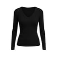 thumbnail image 7 of Fengactive Womens V Neck Ribbed Knit Top Long Sleeve Slim Fit Basic Pullover Tee Shirt, 7 of 7