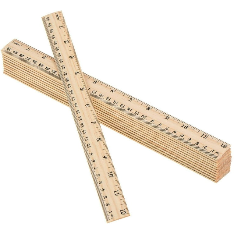 12 Inch Wooden Rulers Double Sided Pine Wood School Ruler Measuring for  Home, Student, Office Use，25 Pack
