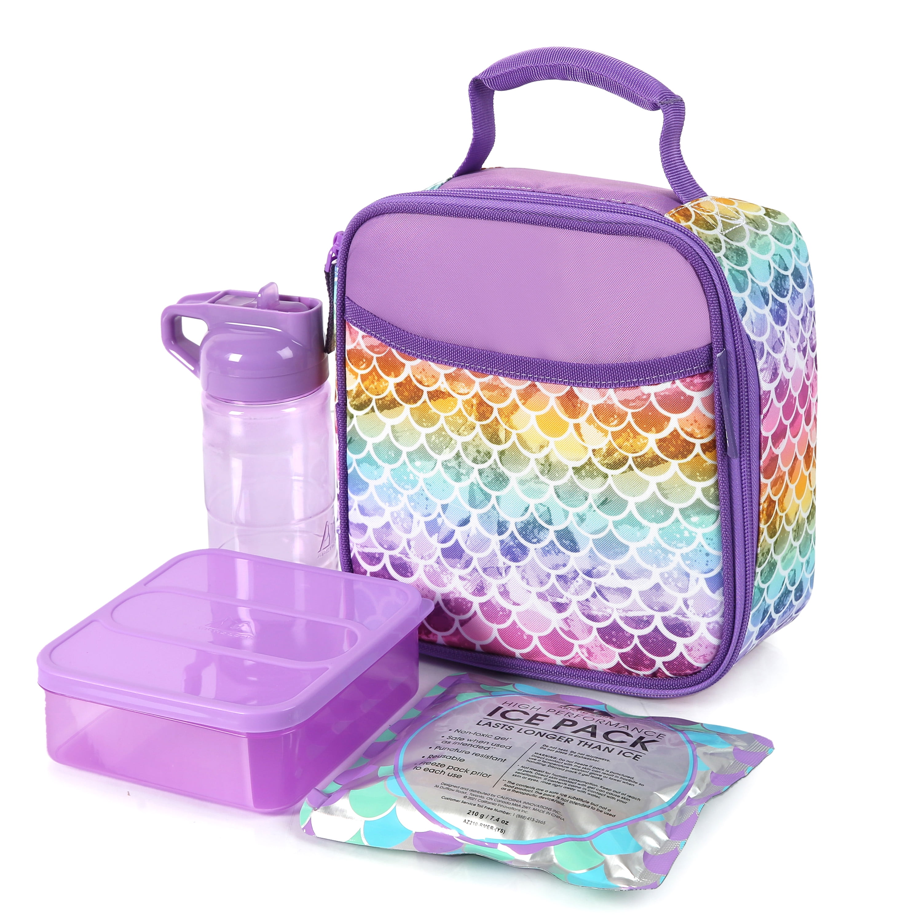 Arctic Zone Reusable Lunch Box Combo Kit with Accessories, Mermaid