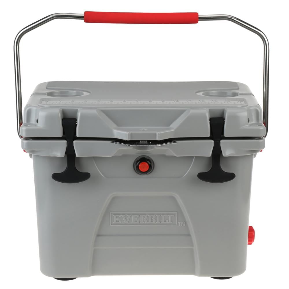 High-Performance Cooler in Gray with Lockable Lid Holds Ice stainless steel 