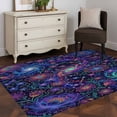 thumbnail image 3 of Lotus Flower Area Rugs 3x5 ft Retro Abstract Blue Purple Floral Leaf Stars Black Washable Rug Non Slip Indoor Carpet Absorbent Floor Mat for Living Room Bedroom Dining Room, 3 of 9