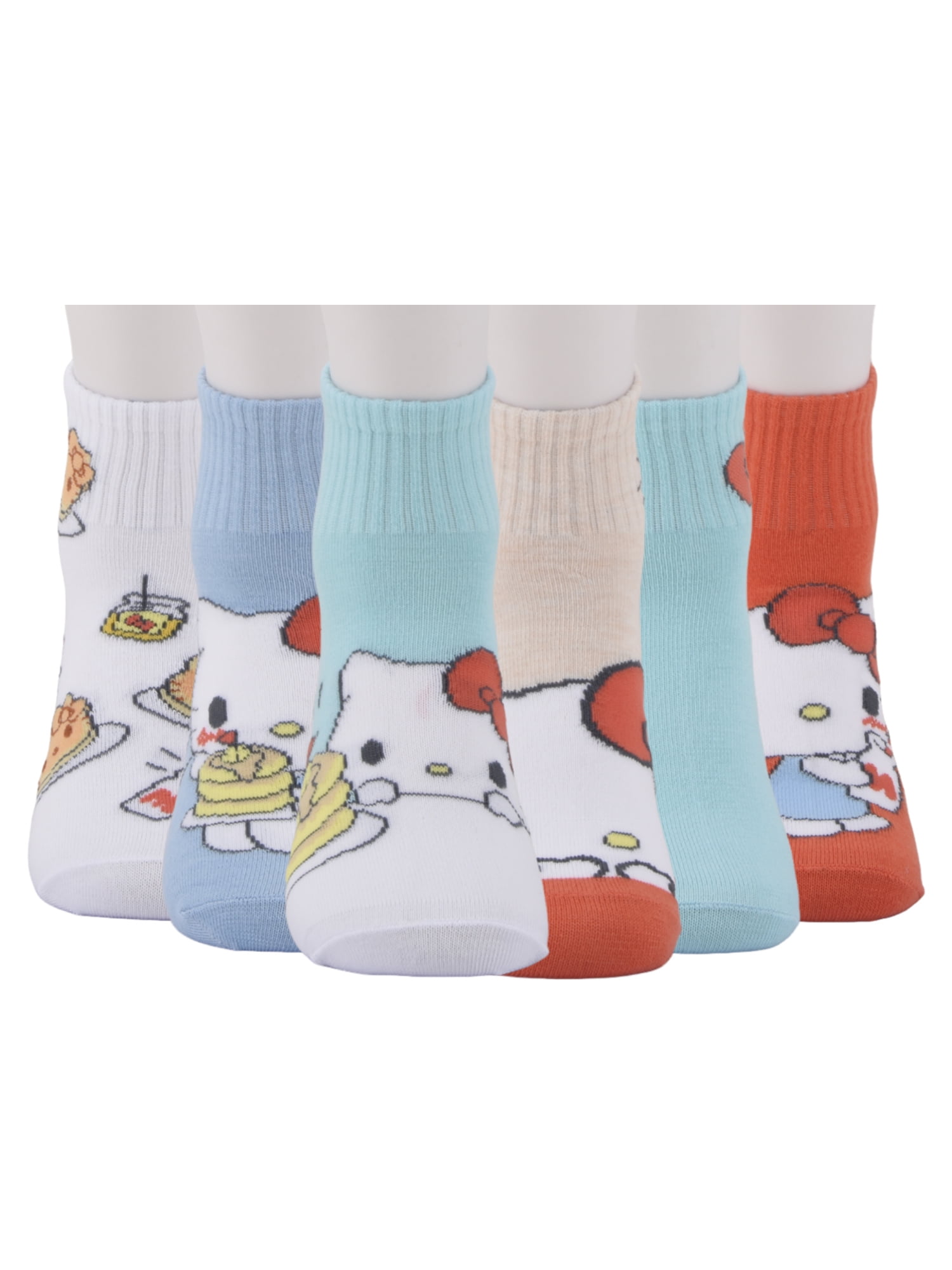 Hello Kitty Girls 6-pack Ankle Socks, Sizes S-L