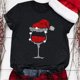 thumbnail image 2 of Gibobby Camiseta Navideña De La mujer Navidad Copa de de nieve Muñeco de nieve Estampado O Cuello Camiseta Blusa Manga corta(Negro,XG), 2 of 3