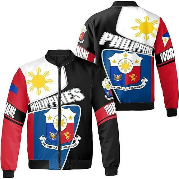 Lotusprinthandmade Personalized Philippines Flag All-over Print Bomber Jacket S-5XL Multicolor