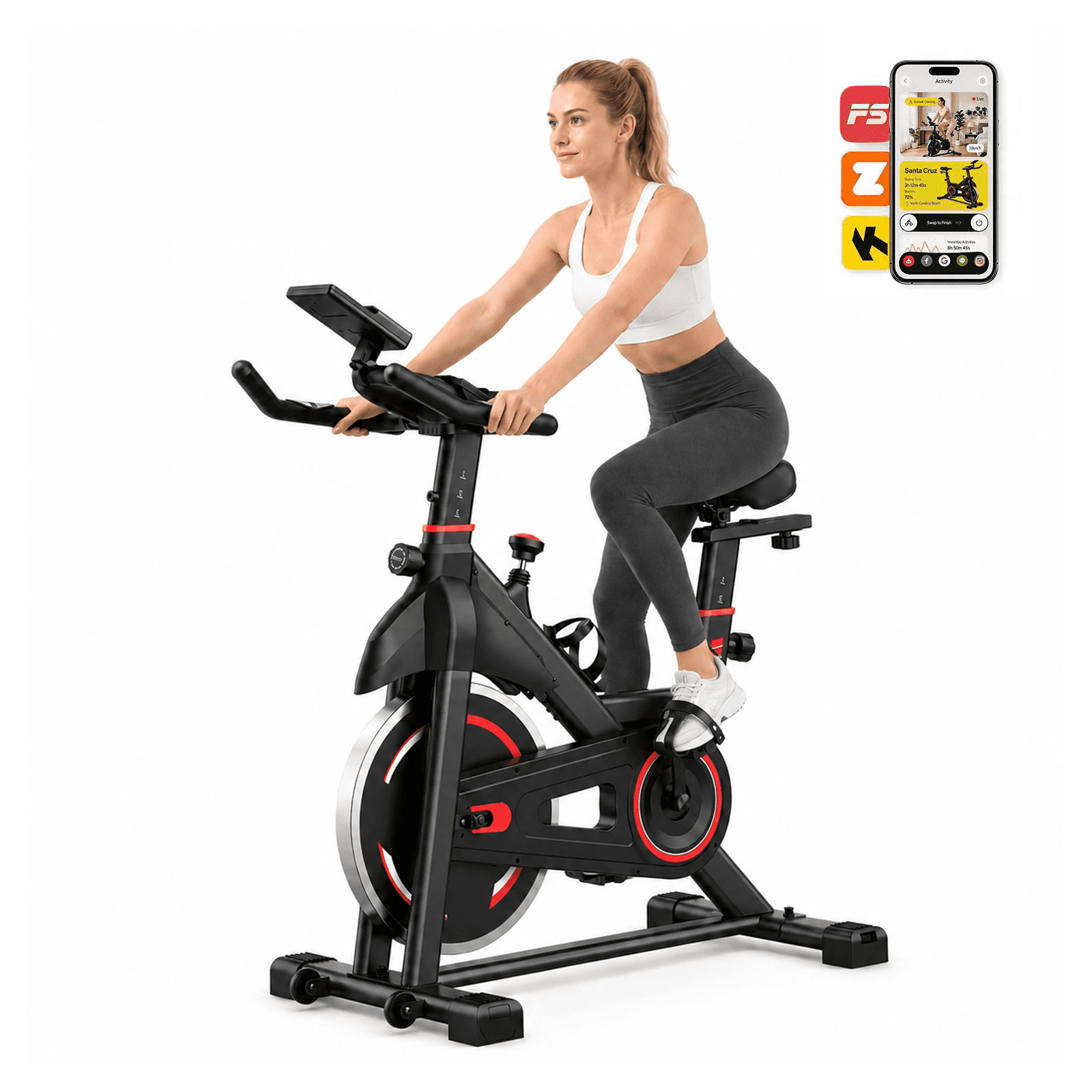 Alvantor Exercise Bike with a Liquid Crystal Display and an Infinite Resistance Adjustment Function, allowing for Adjustment of the Seat and Handlebars, Low Noise
