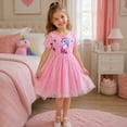 thumbnail image 2 of IPIO Girls Unicorn Dress Pink Rainbow Tulle Princess Party Dress, Sparkly Star Short Sleeve Birthday Outfit for Kids, Toddler Girls Dress-Up, 2 of 6