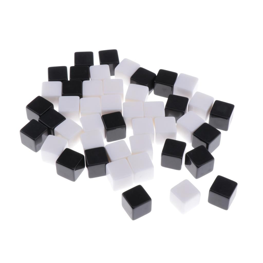 LeeQinersw 100 Pack Plastic White Black Blank 6 Sided Dice 16mm for RPG Math Teaching
