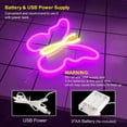 thumbnail image 3 of Letreros de neón de mariposa, luces para decoración de pared de dormitorio, USB o batería LED, luz nocturna de neón, decoración de pared, decoración estética de habitación para niñas (rosa/amarillo), 3 of 5