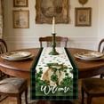 thumbnail image 5 of St. Patrick's Day Gnome Shamrock Linen Table Runner: Green Black Buffalo Plaid Tablerunner Decorations Perfect for Irish Holiday Party Home Kitchen Dining Mante, 5 of 6