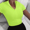 thumbnail image 6 of gbyLJF Womens Short Tops Half Zipper Stand Up Collar T-shirts Slim Fit Solid Color Short Sleeve Shirts Tunic Top, 6 of 7