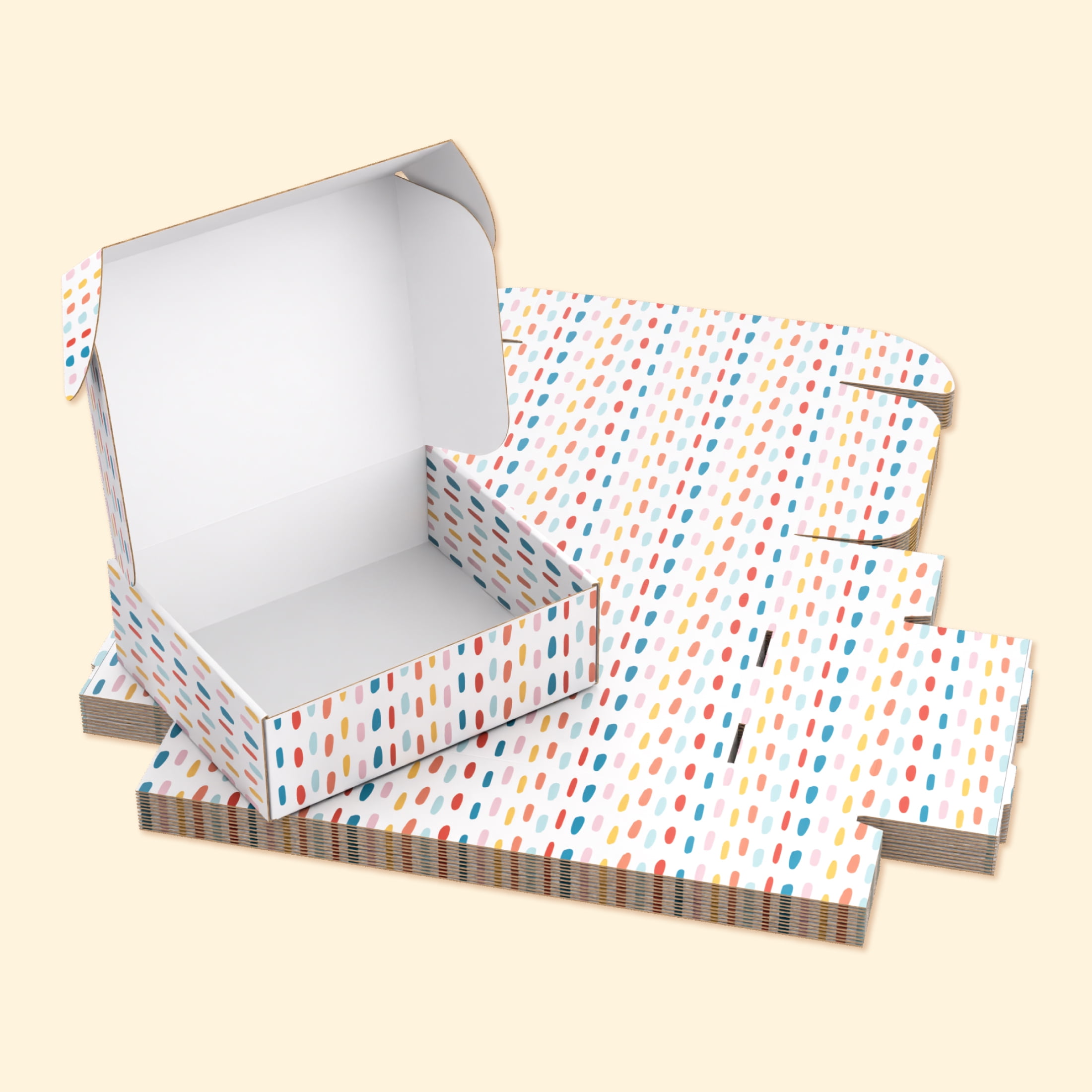 Printed Decorative Mailing, Shipping and Gift Boxes, Tuck Top Closure, 12" x 10" x 4", Confetti Print, 12 -Count Pack