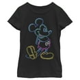 thumbnail image 4 of Disney Characters Neon Mickey Girl's Solid Crew Tee, Black, X-Large, 4 of 4