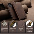 thumbnail image 6 of Feishell Slim Wallet Phone Case for iPhone 13 Pro Max 6.7 inch,Premium PU Leather Magnetic Closure Folio ID Credit Card Slots Shockproof Protective Flip Kickstand Phone Cover,Coffee, 6 of 10