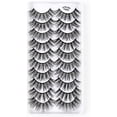 thumbnail image 1 of Kit de 10 pares de pestañas postizas, pestañas postizas 3D, pestañas largas naturales y esponjosas, pestañas postizas de banda suave reutilizables, extensión de pestañas de maquillaje negro de lujo, 1 of 5