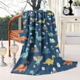 thumbnail image 2 of DarkBlue Cartoon Dinosaurs Mountains Eggs Pattern Blanket,Comfortable Soft Lamb Wool Throw Blanket,All Season,Warm Lightweight Blankets for Sofa Bed Couch Living Room Chair,60"x80", 2 of 4