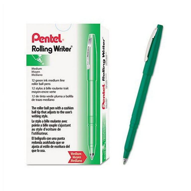 Rolling Writer Roller Ball Pen, Stick, Medium 0.8 mm, Green Ink, Green Barrel, Dozen Rolling Writer Roller Ball Pen, Stick, Medium 0.8 mm, Green Ink, Green Barrel, Dozen