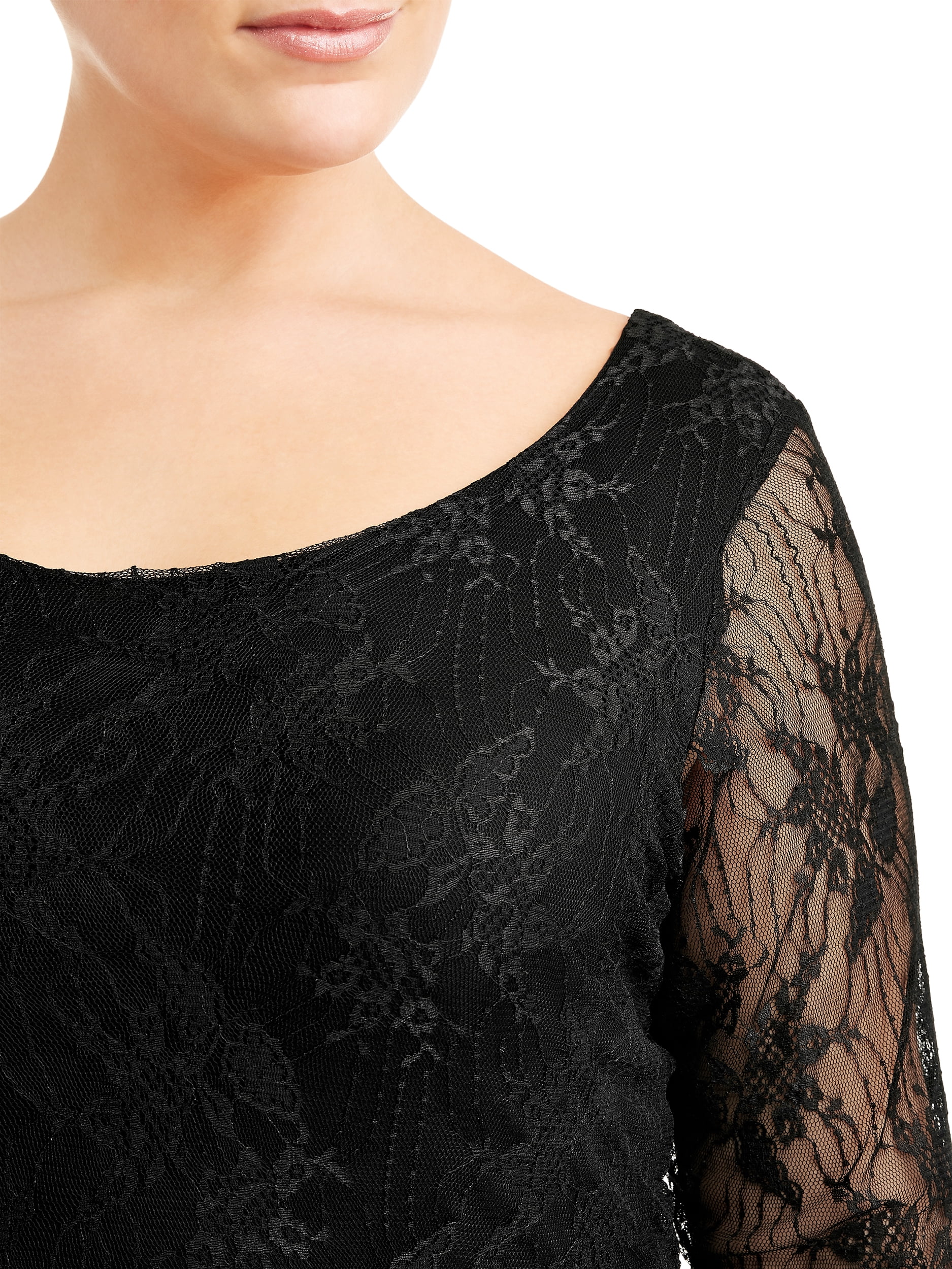 Women's Plus Size Long Sleeve All Over Lace Dress