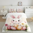 thumbnail image 2 of Erosebridal Cartoon Bunnies Rabbit Bedding Todder Comforter Set, Watercolor Easter Eggs Blossoms Down Comforter, Reversible 2 Pieces, 2 of 8