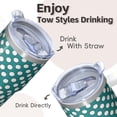 thumbnail image 4 of Double Wall Insulated 20oz Stainless Steel Tumbler with Handle, Geometric Texture Travel Coffee Mug Leak-Proof and Straw, 4 of 5