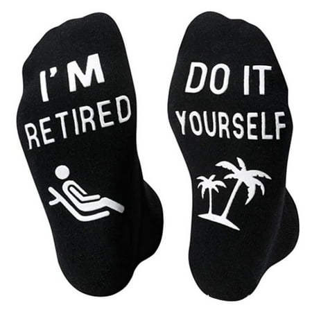 

CANKER Unisex Novelty Funny Sayings Anti-Slip Socks Do Not Disturb Do It Yourself I Am Retired Phrase Cotton Retirement Hosiery