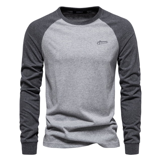 Birdeem Chemises Décontractées pour Hommes Couleur Unie Manches Longues Col Rond