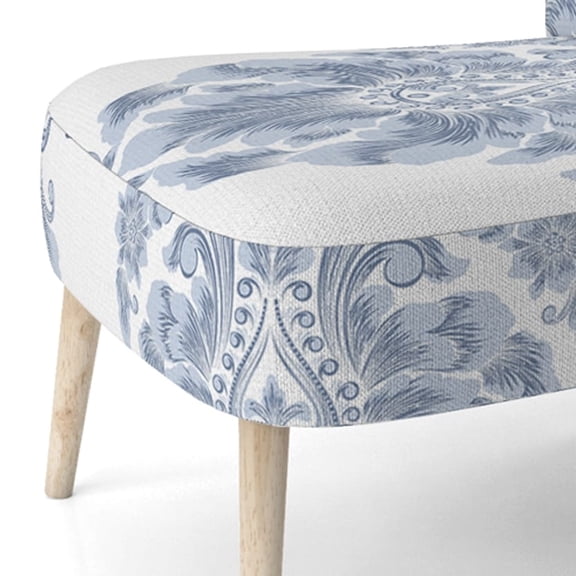 Designart "Blue Damask" Upholstered Patterned Accent Chair and Arm Chair